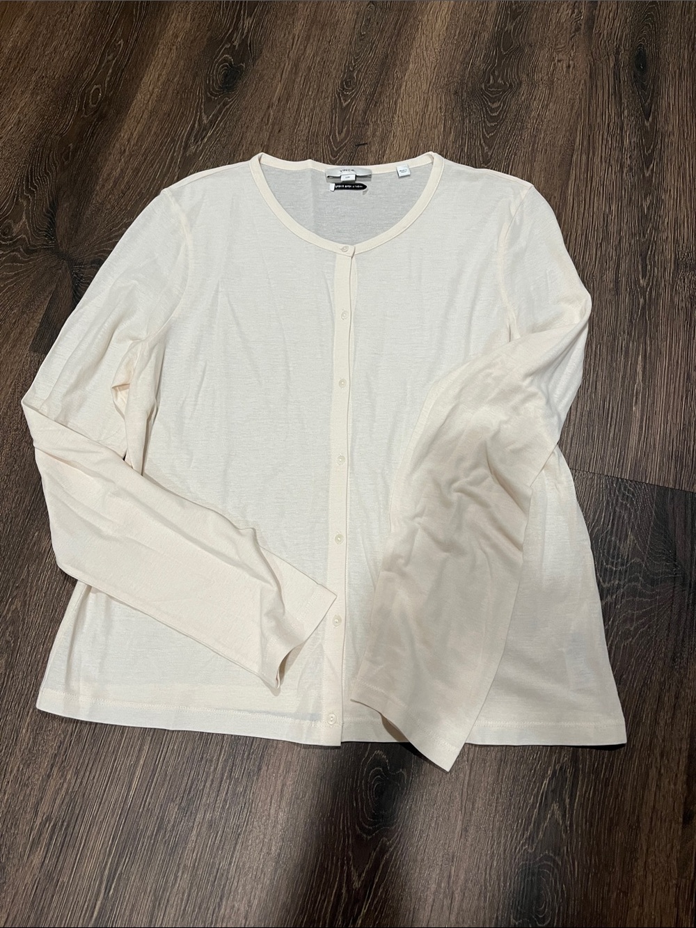 Vince Cream Lightweight Button-Down Top